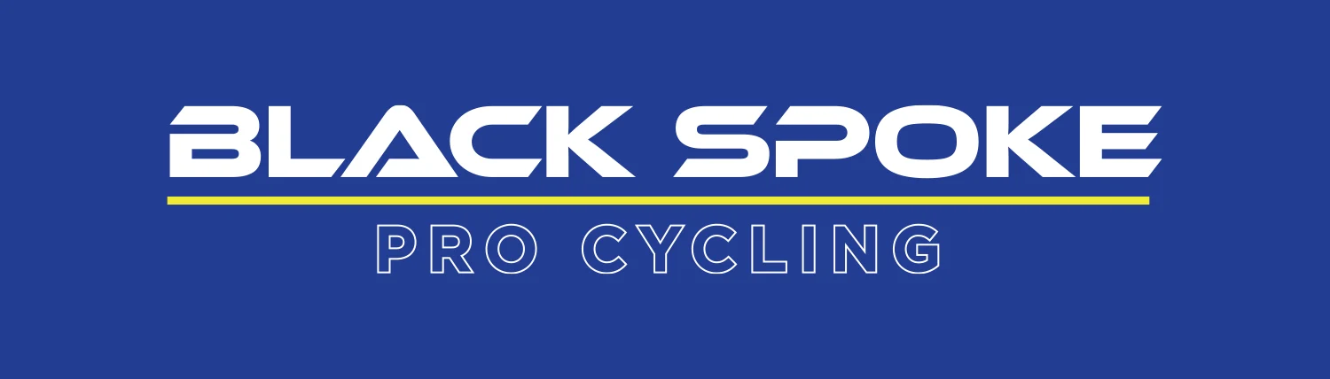 Black Spoke Pro Cycling wordmark on blue