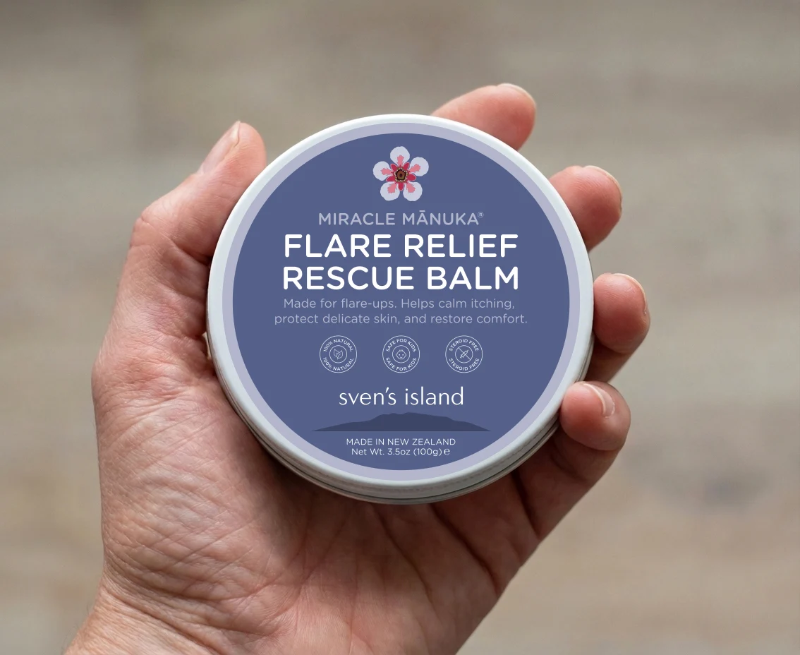 Sven’s Island Miracle Mānuka tin packaging visual